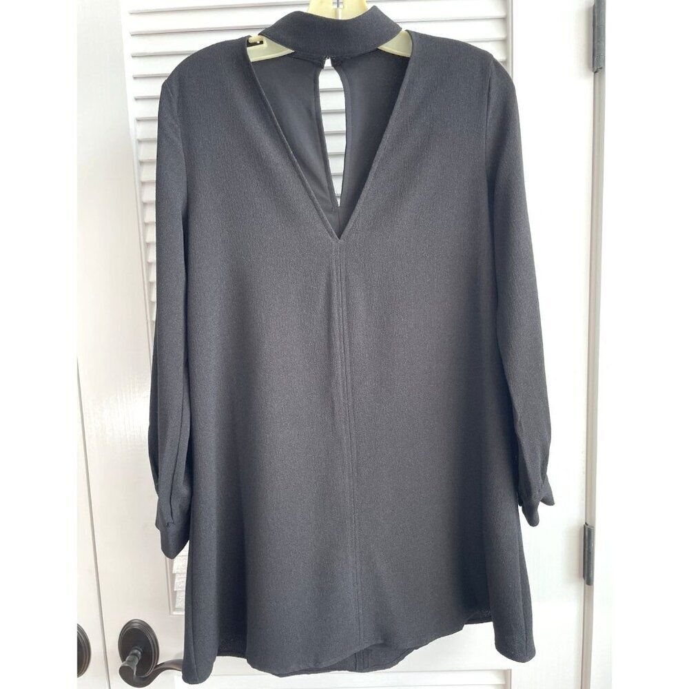 Olivaceous Black Long Sleeve Flowy Open Front with Collar Womens' Sz S